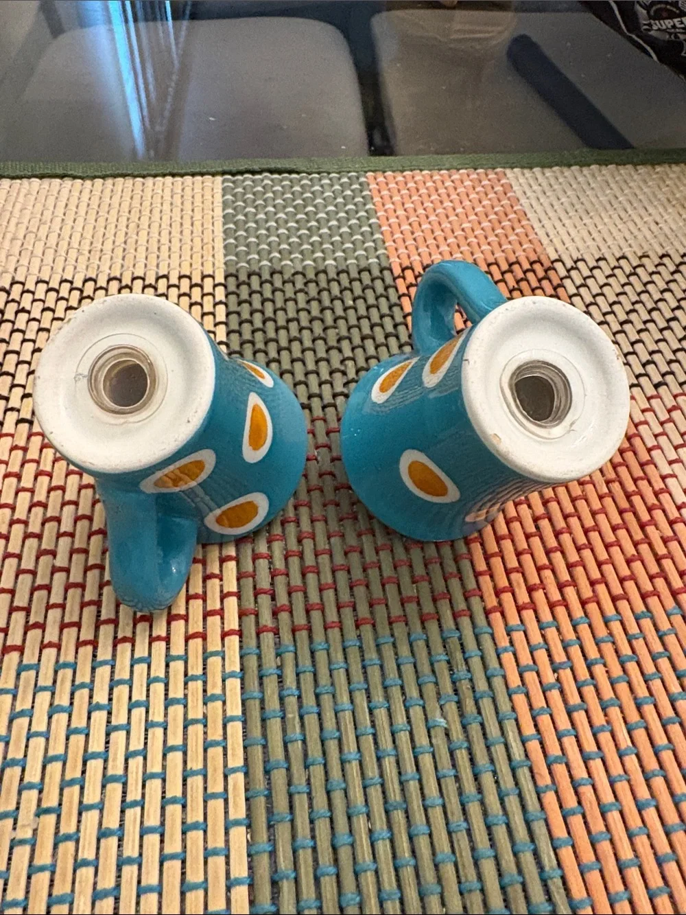 Teal Ceramic Mug-Shaped Salt & Pepper Shakers